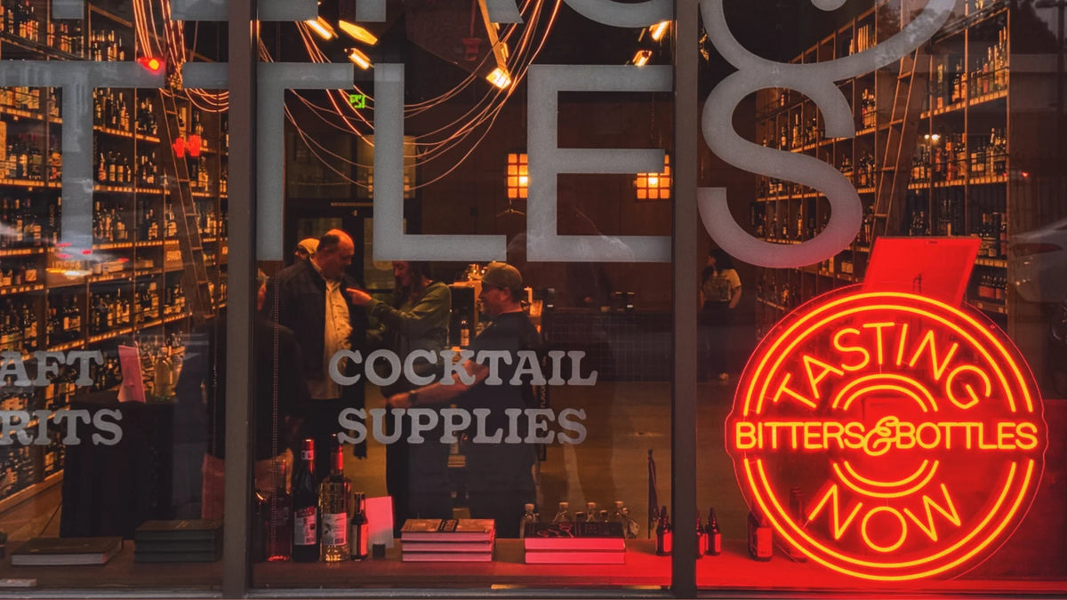Guests tasting spirits at our San Francisco shop